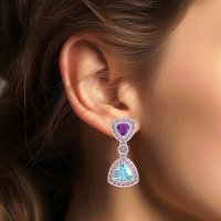 Trillion Halo Milgrain Earrings