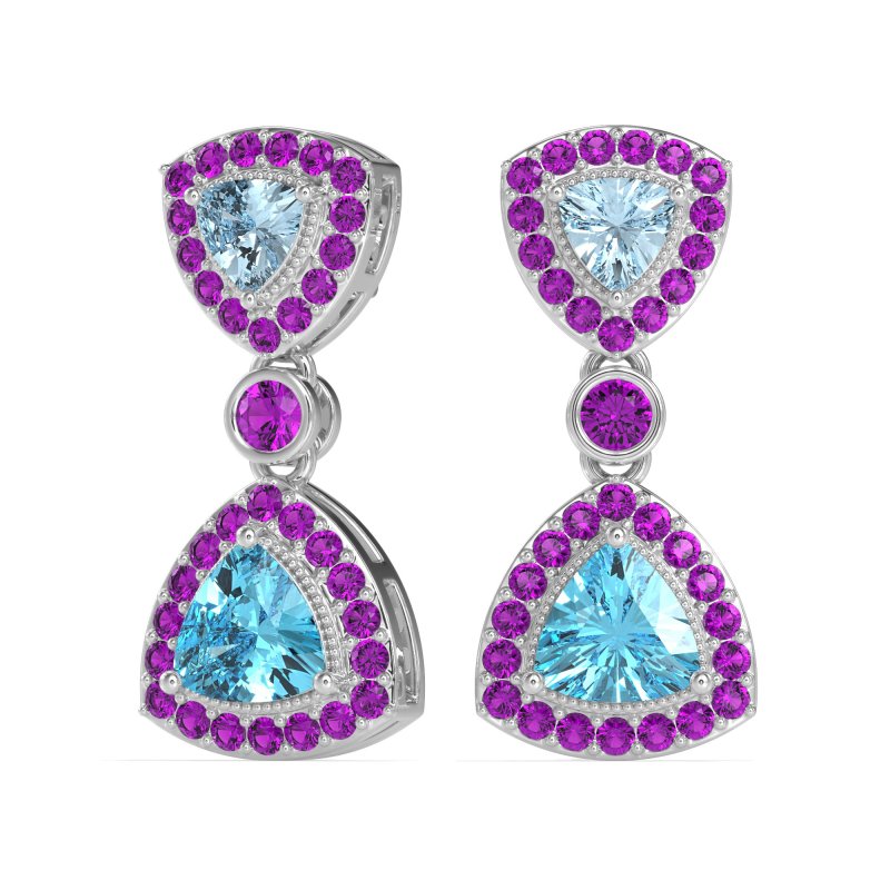 Trillion Halo Milgrain Earrings