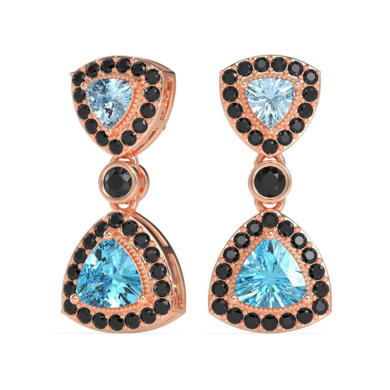 Trillion Halo Milgrain Earrings