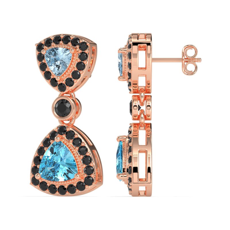 Trillion Halo Milgrain Earrings