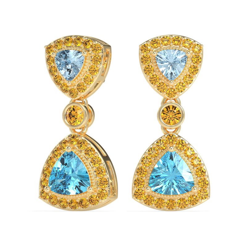 Trillion Halo Milgrain Earrings