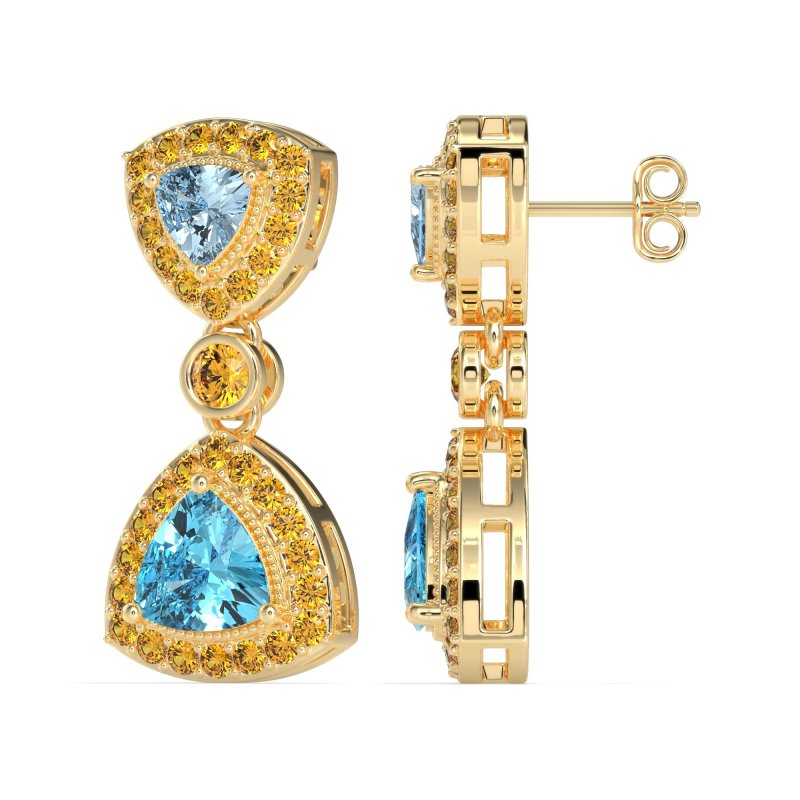 Trillion Halo Milgrain Earrings