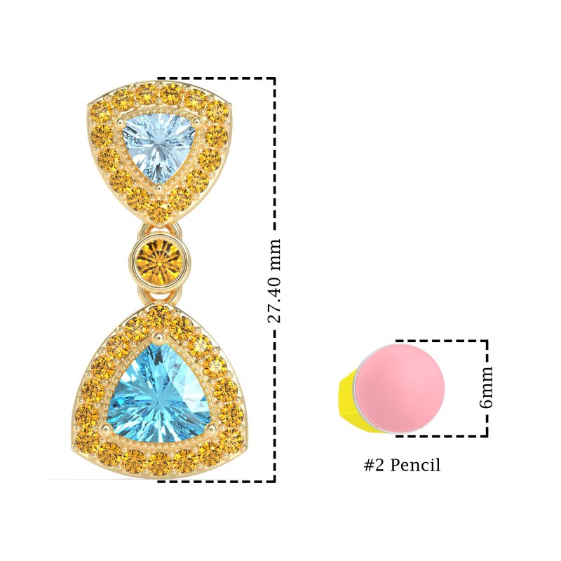 Trillion Halo Milgrain Earrings