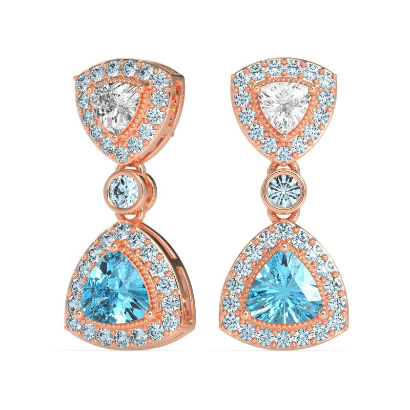 Trillion Halo Milgrain Earrings