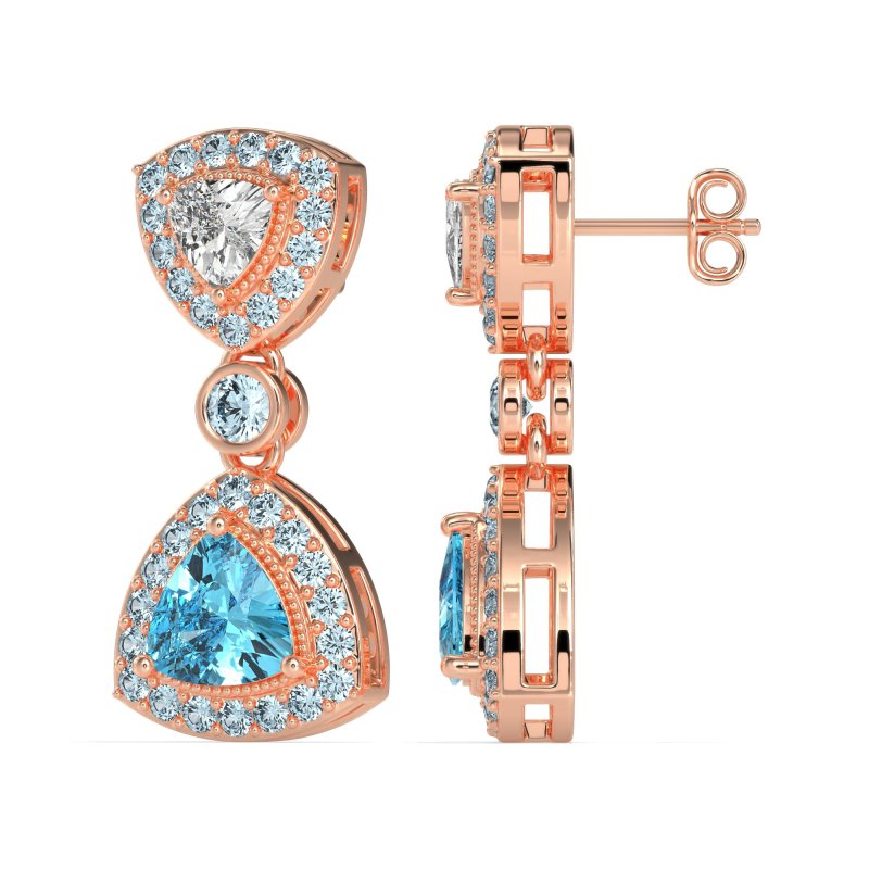 Trillion Halo Milgrain Earrings