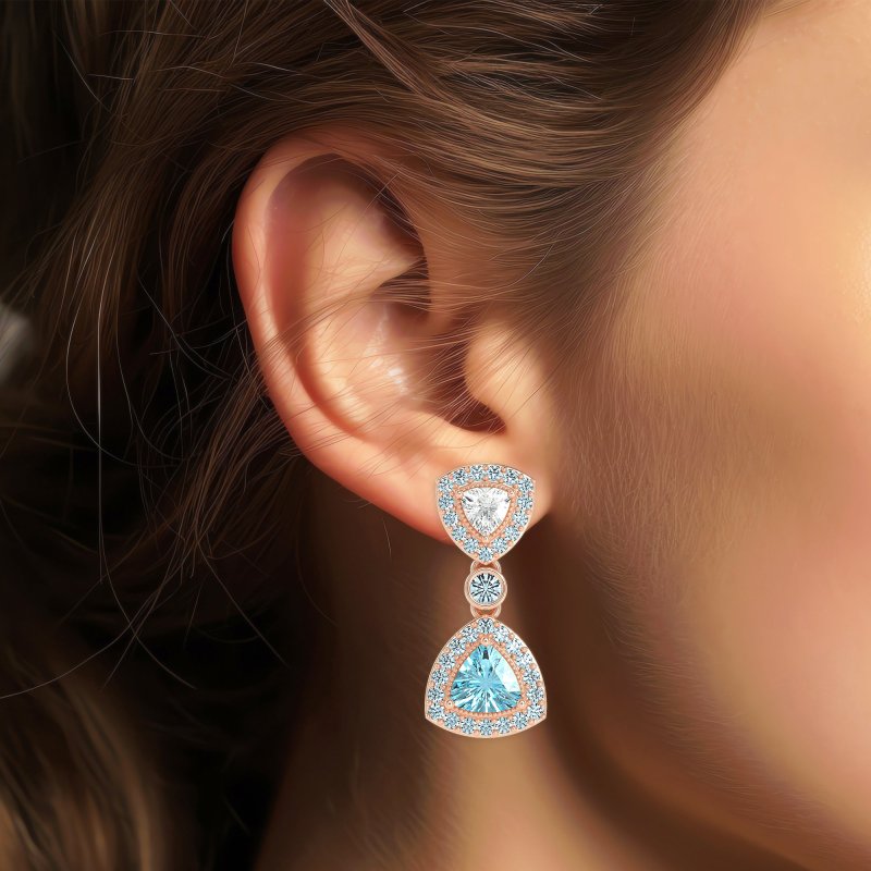 Trillion Halo Milgrain Earrings