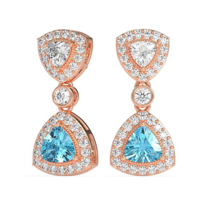 Trillion Halo Milgrain Earrings