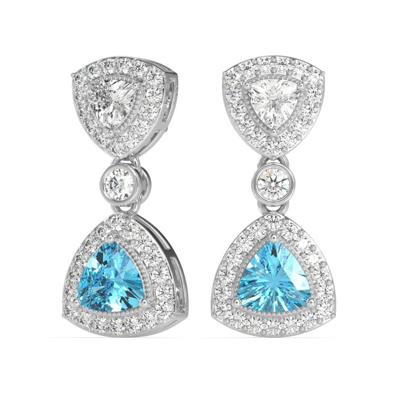Trillion Halo Milgrain Earrings