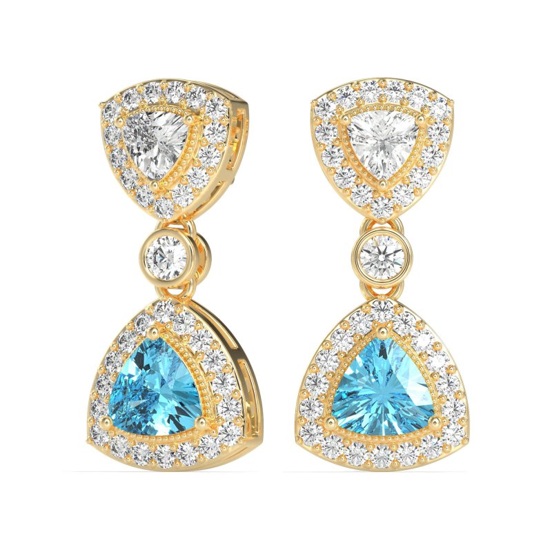 Trillion Halo Milgrain Earrings