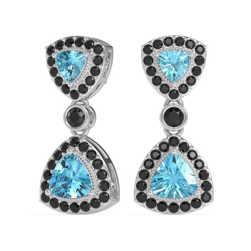 Trillion Halo Milgrain Earrings