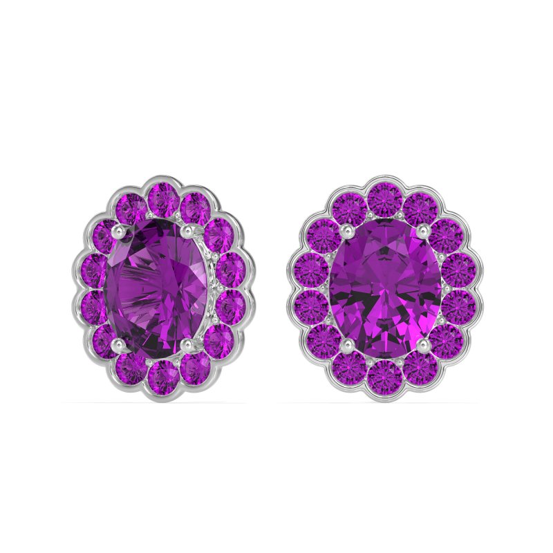 Floral Art-Deco Halo Stud Earrings