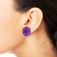 Floral Art-Deco Halo Stud Earrings
