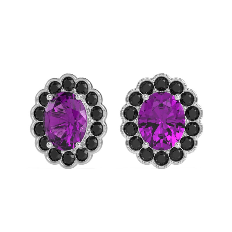 Floral Art-Deco Halo Stud Earrings
