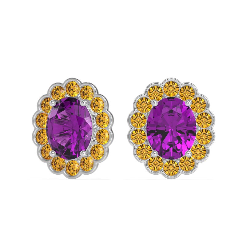 Floral Art-Deco Halo Stud Earrings