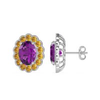 Floral Art-Deco Halo Stud Earrings