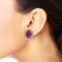 Floral Art-Deco Halo Stud Earrings