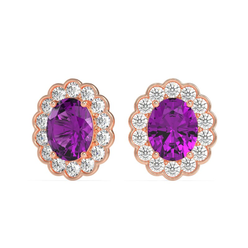 Floral Art-Deco Halo Stud Earrings