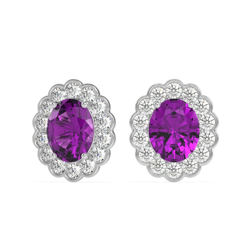 Floral Art-Deco Halo Stud Earrings