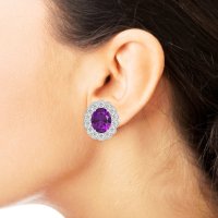 Floral Art-Deco Halo Stud Earrings