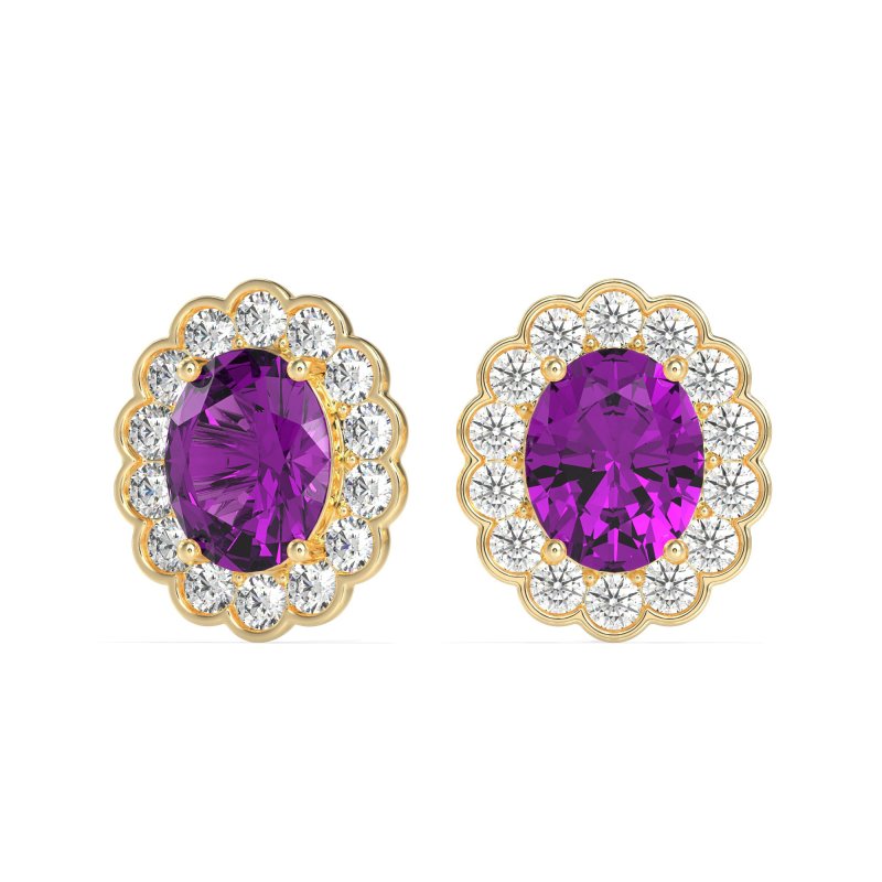 Floral Art-Deco Halo Stud Earrings