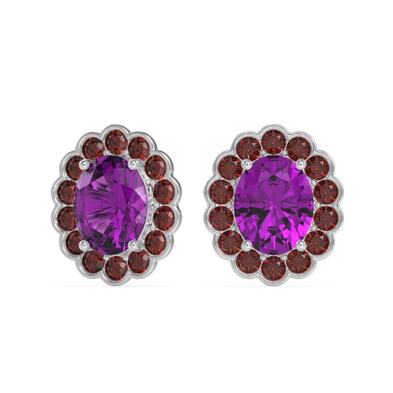 Floral Art-Deco Halo Stud Earrings