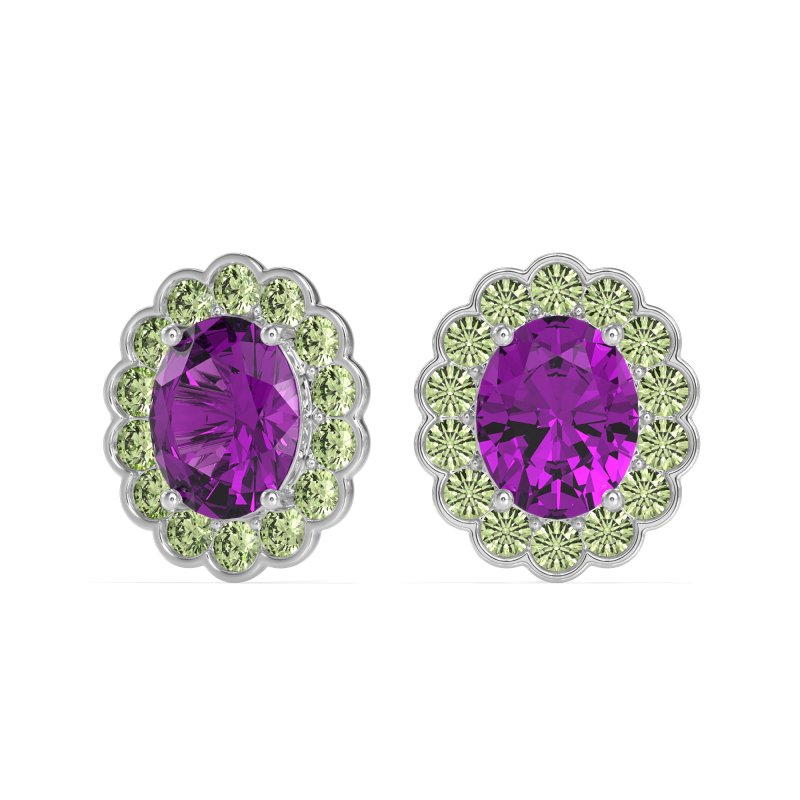 Floral Art-Deco Halo Stud Earrings