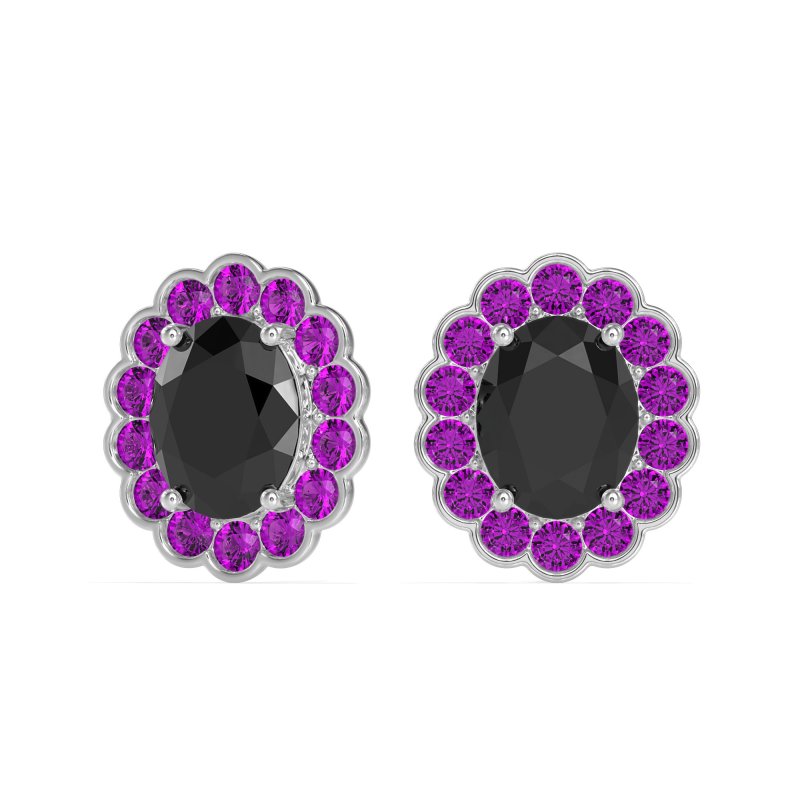 Floral Art-Deco Halo Stud Earrings