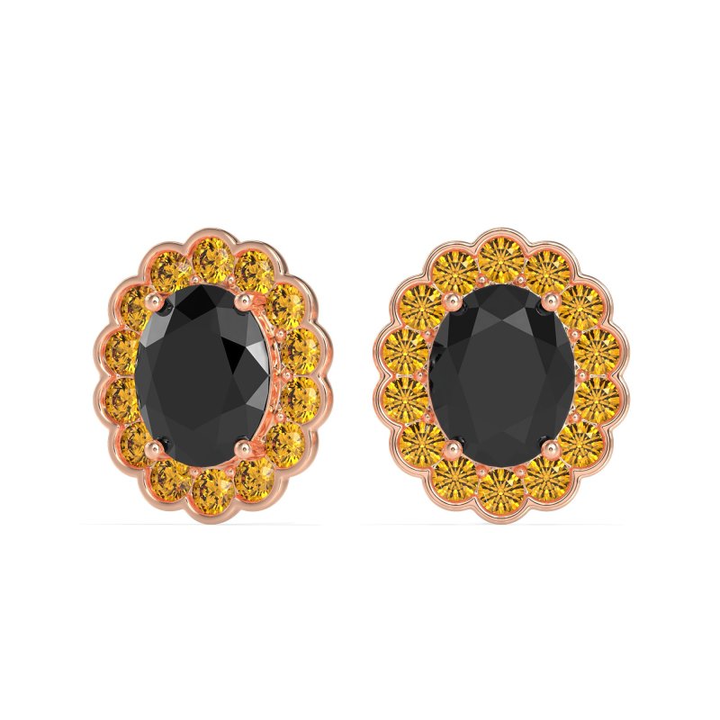 Floral Art-Deco Halo Stud Earrings