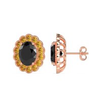 Floral Art-Deco Halo Stud Earrings