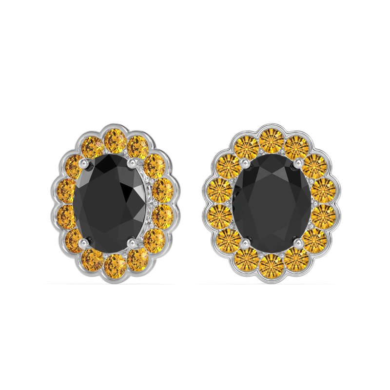 Floral Art-Deco Halo Stud Earrings