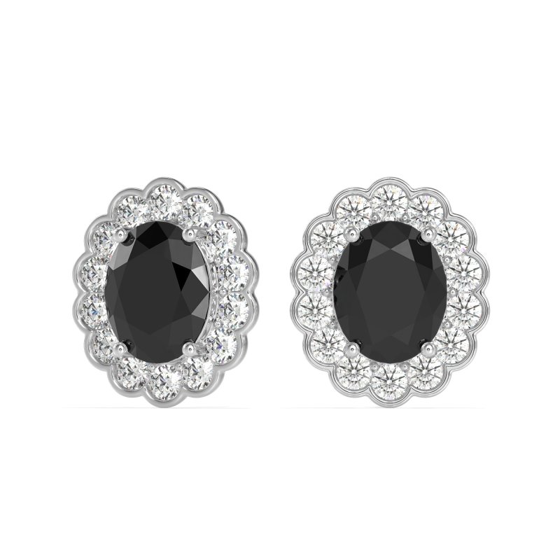 Floral Art-Deco Halo Stud Earrings
