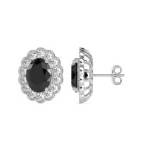 Floral Art-Deco Halo Stud Earrings