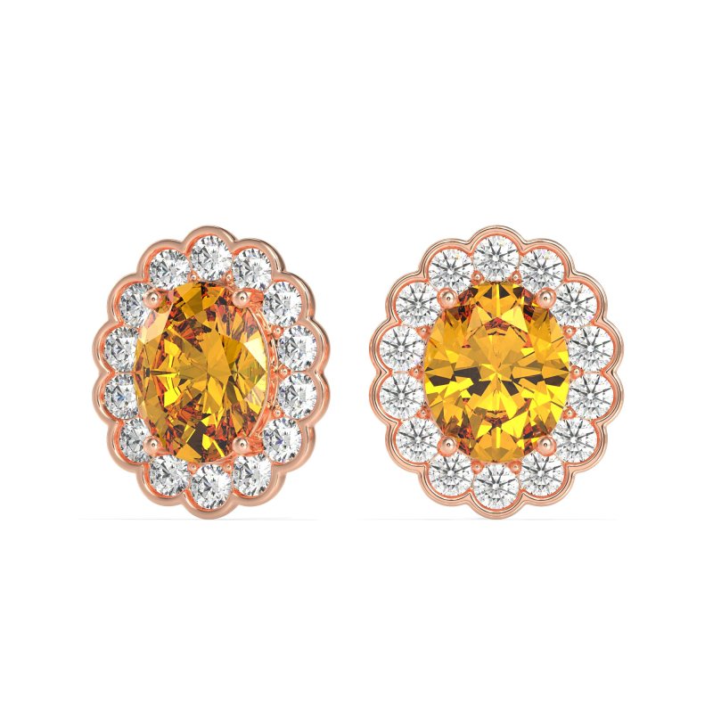 Floral Art-Deco Halo Stud Earrings