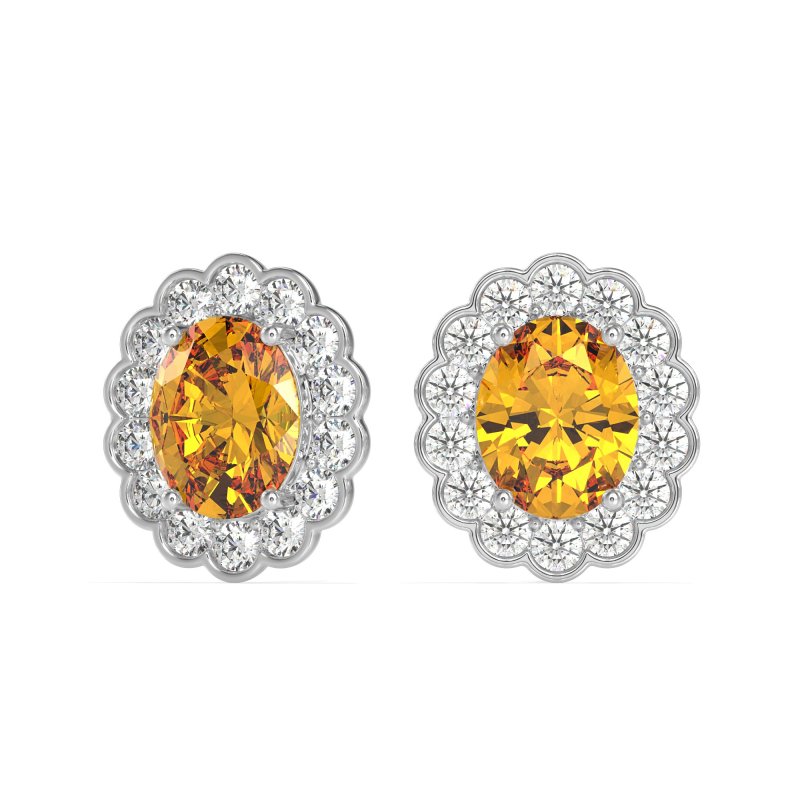 Floral Art-Deco Halo Stud Earrings
