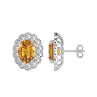 Floral Art-Deco Halo Stud Earrings
