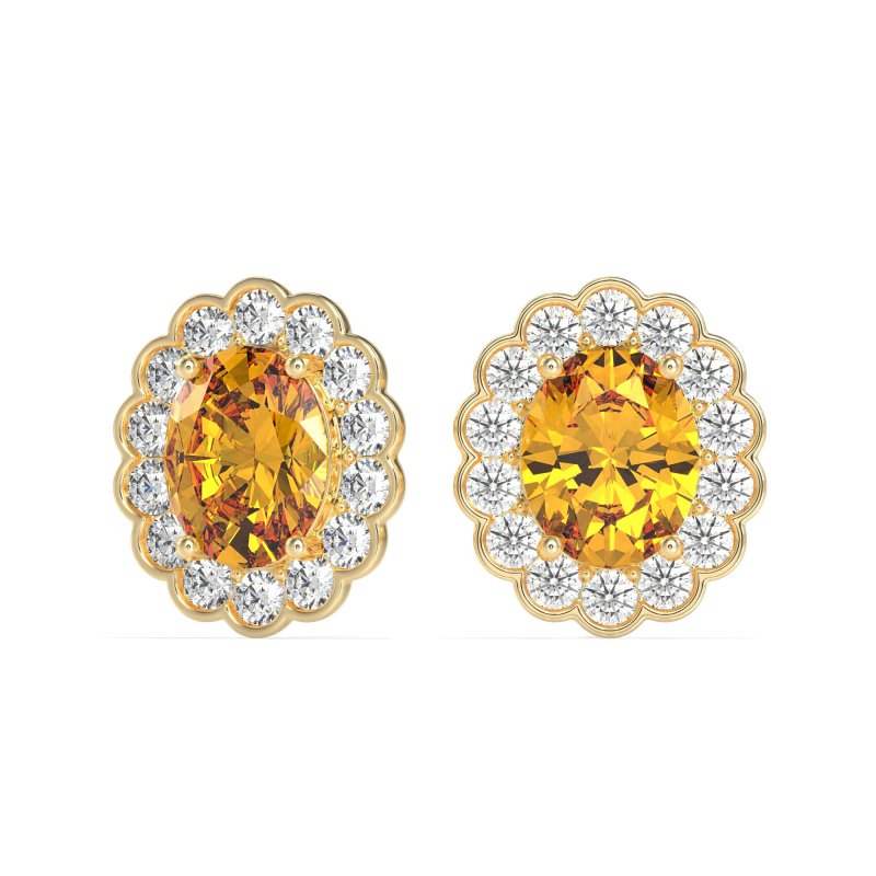 Floral Art-Deco Halo Stud Earrings