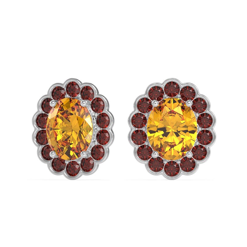 Floral Art-Deco Halo Stud Earrings