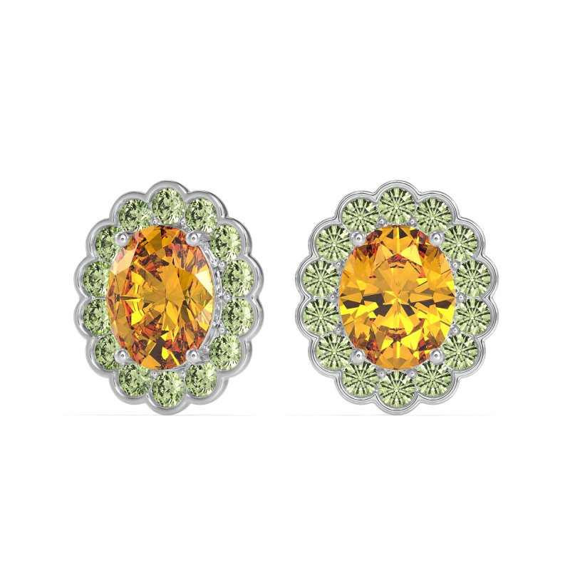 Floral Art-Deco Halo Stud Earrings