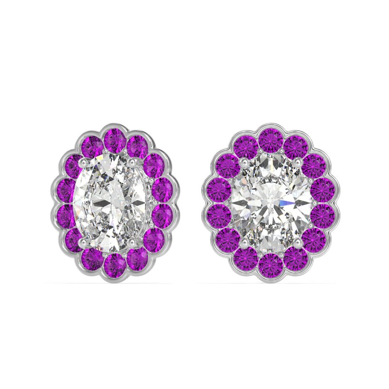 Floral Art-Deco Halo Stud Earrings