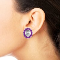Floral Art-Deco Halo Stud Earrings