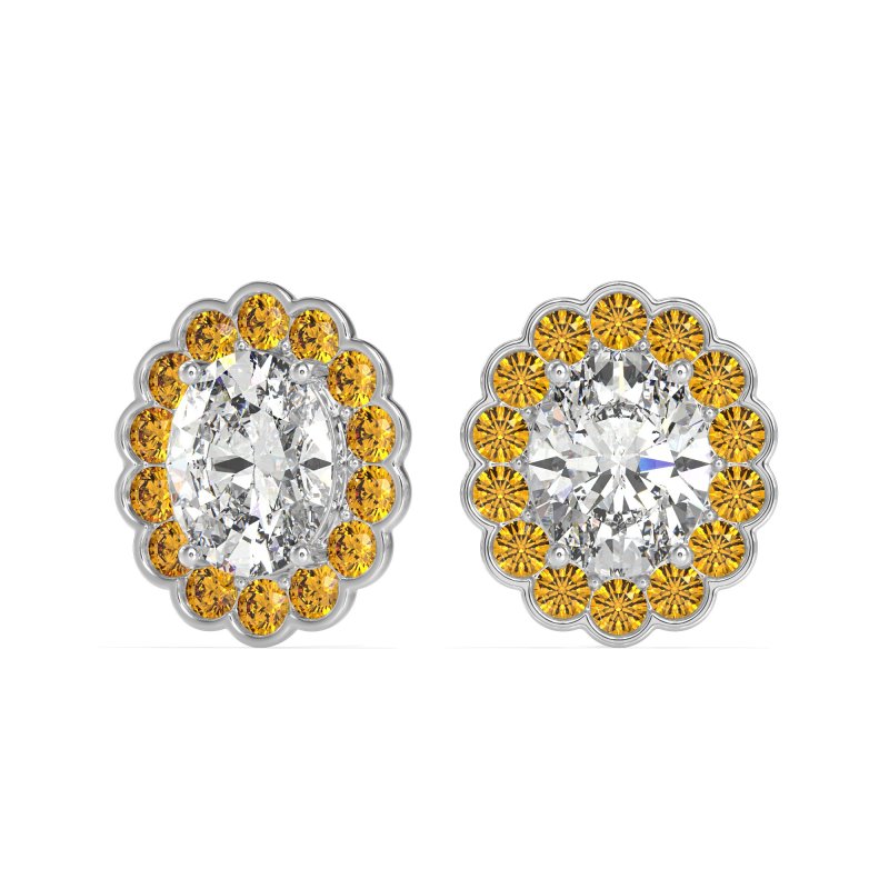 Floral Art-Deco Halo Stud Earrings