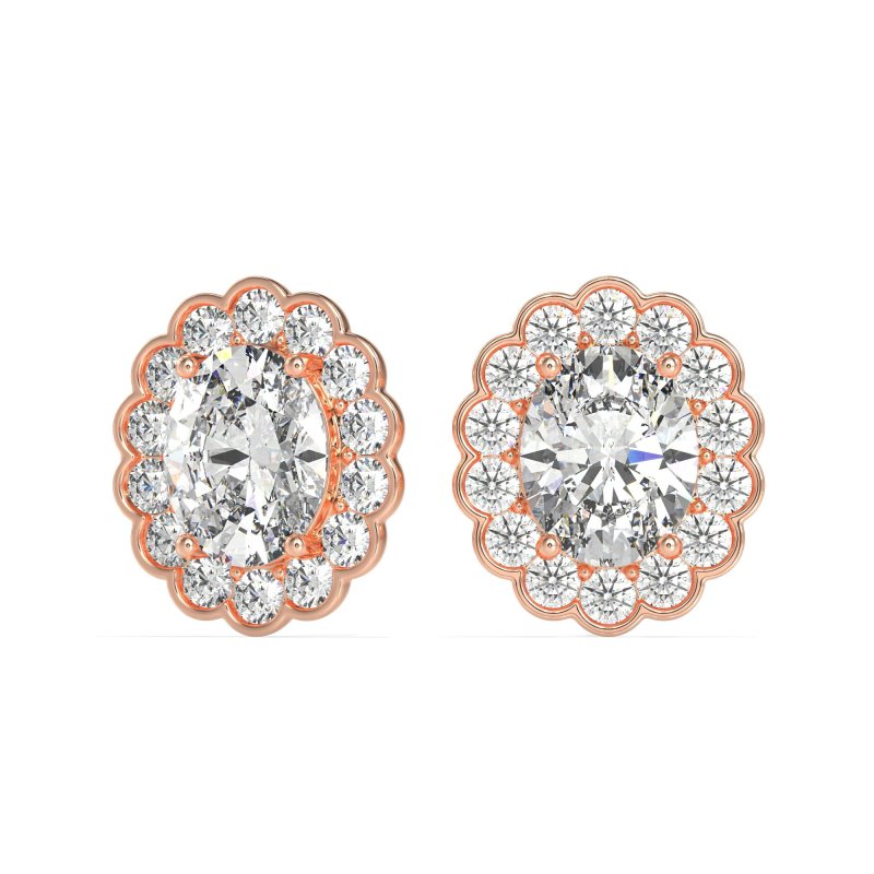 Floral Art-Deco Halo Stud Earrings