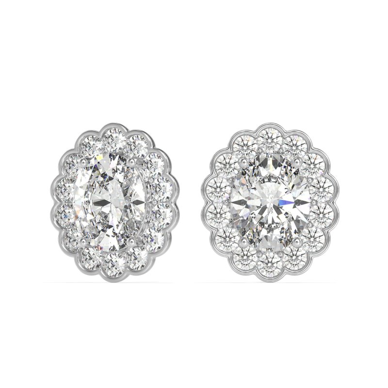 Floral Art-Deco Halo Stud Earrings