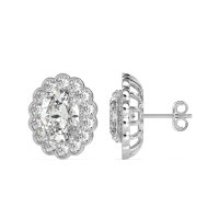 Floral Art-Deco Halo Stud Earrings