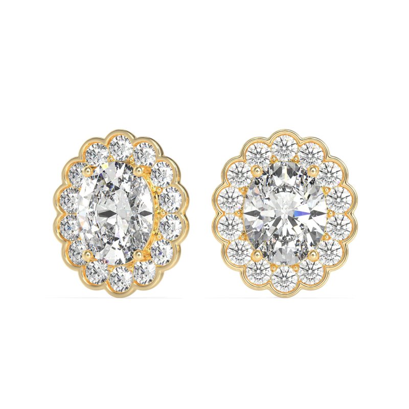 Floral Art-Deco Halo Stud Earrings