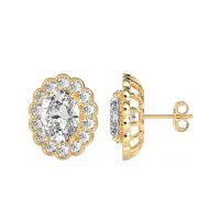 Floral Art-Deco Halo Stud Earrings