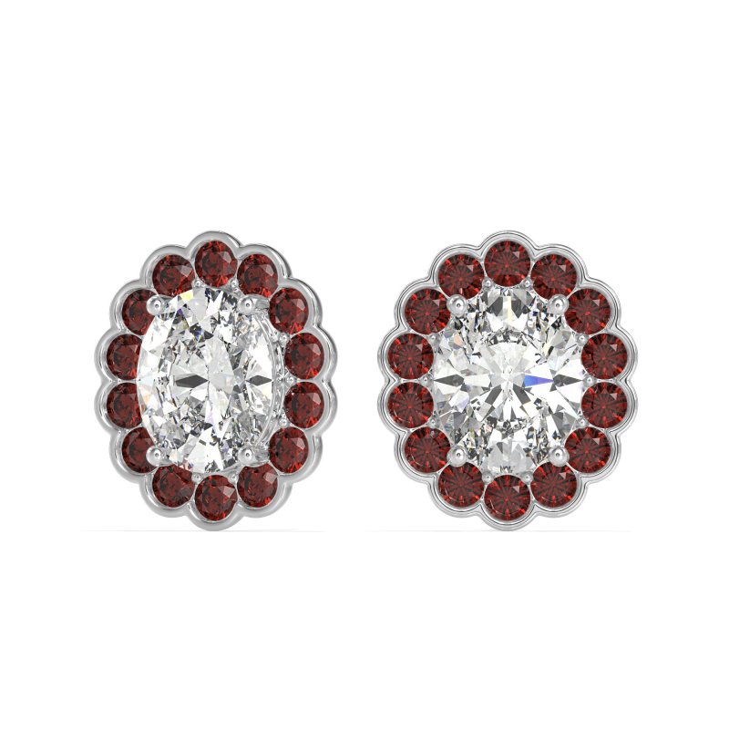 Floral Art-Deco Halo Stud Earrings