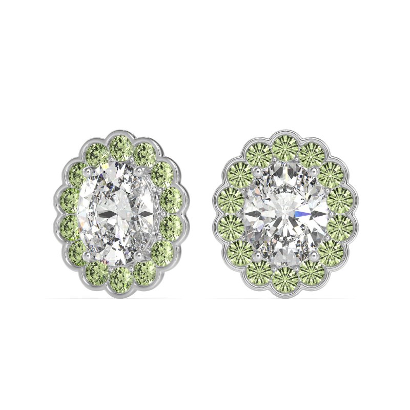 Floral Art-Deco Halo Stud Earrings