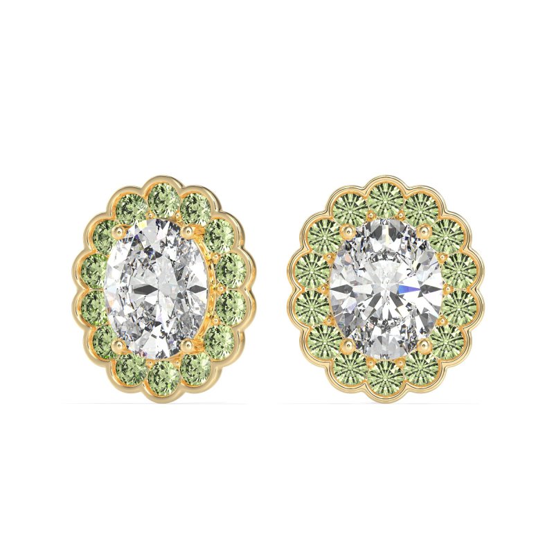 Floral Art-Deco Halo Stud Earrings