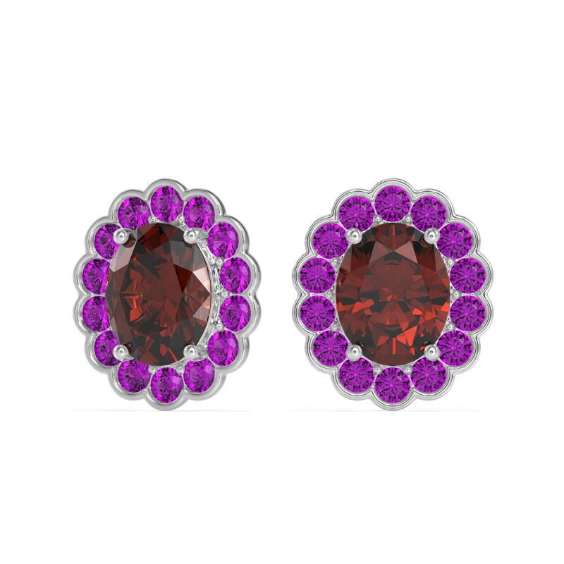Floral Art-Deco Halo Stud Earrings